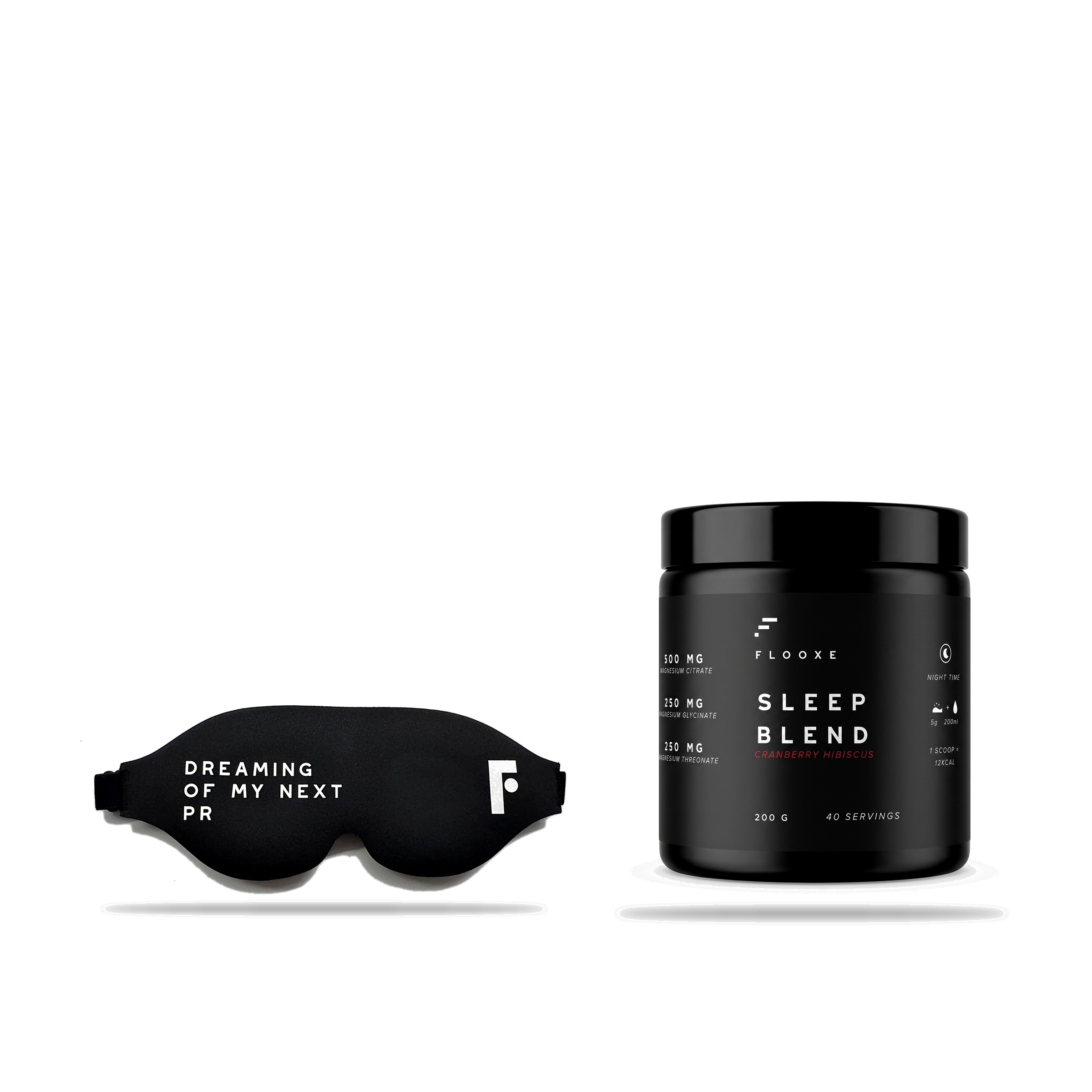 Pack Descanso Total: antifaz 3D negro y pote de Sleep Blend Cranberry Hibiscus
